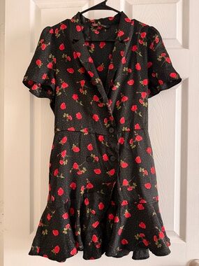 Zara Black Dress with Red Floral Print